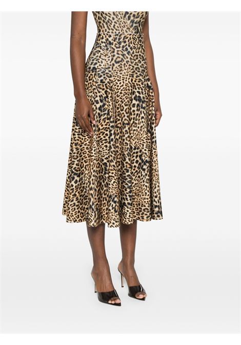 Caramel brown animalier Grace skirt Norma Kamali - women NORMA KAMALI | KK424SPL179656